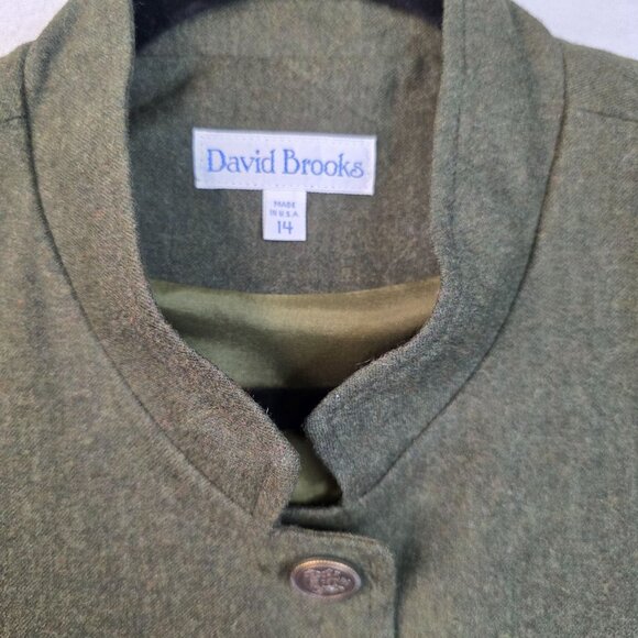 Military Style Jacket Olive Green Worsted Wool Size 14 David Brooks Deadstock - Picture 3 of 11